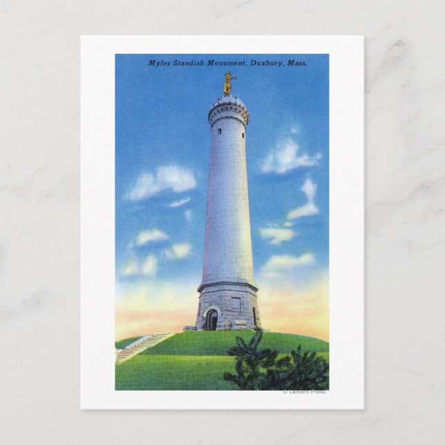 Postal Vista del monumento a Myles Standish (Anverso)
