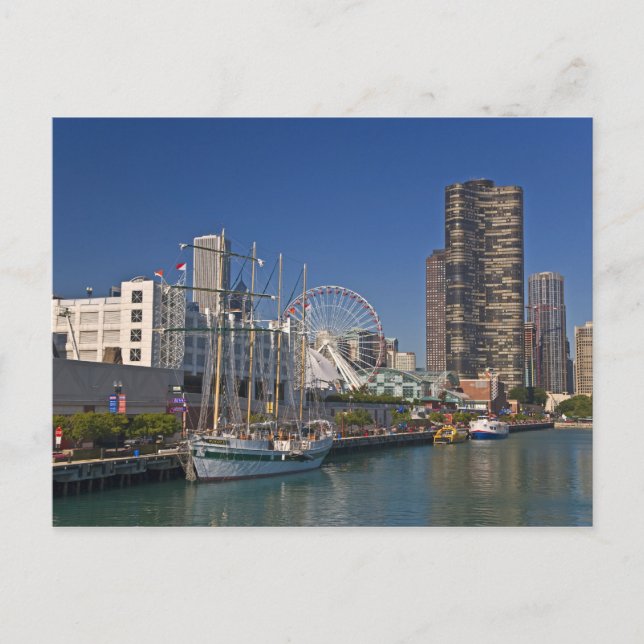 Postal Vista del muelle naval 2 de Chicago (Anverso)