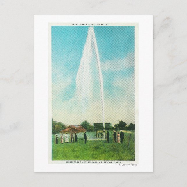 Postal Vista del Myrtledale Geyser en las aguas termales (Anverso)