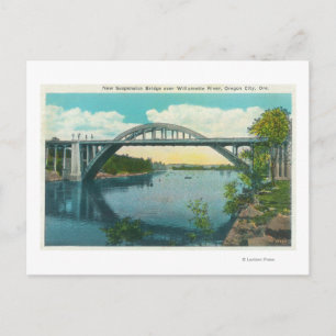 Postal Vista del nuevo puente de suspensión