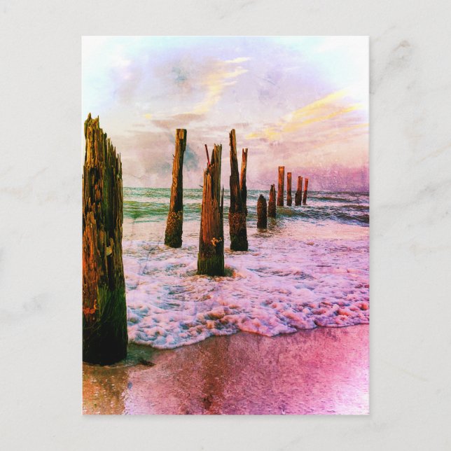 Postal Vista del océano del muelle antiguo (Anverso)