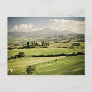 Postal Vista del paisaje toscano a la casa de campo y 2