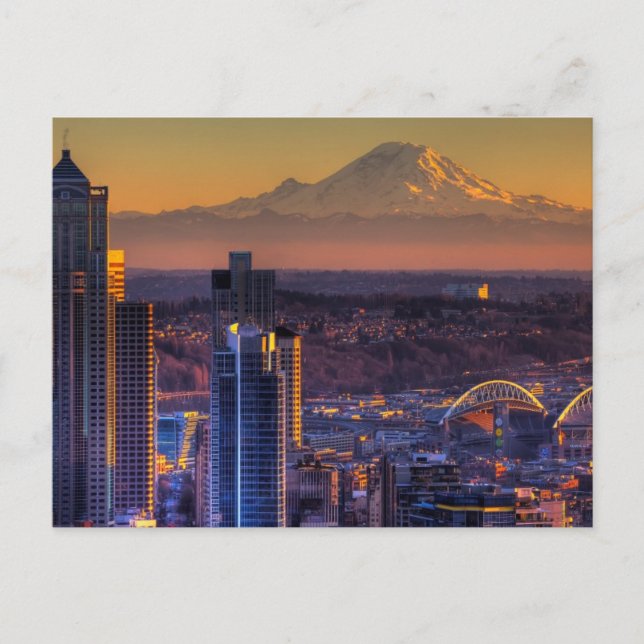 Postal Vista del paisaje urbano de Seattle, fútbol (Anverso)