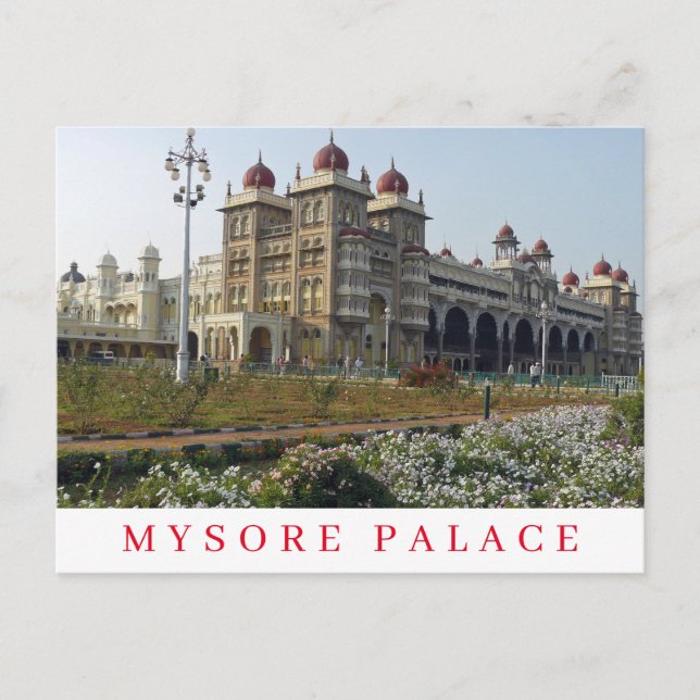 Postal vista del Palacio de Mysore de India (Anverso)