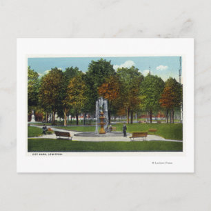 Postal Vista del Parque de la Ciudad y Fuente
