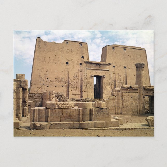 Postal Vista del primer pilón del Templo de Horus (Anverso)