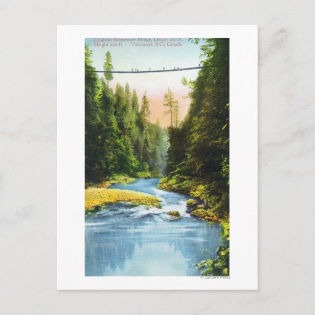 Postal Vista del puente colgante de Capilano # 2 (Anverso)