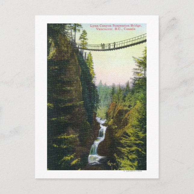 Postal Vista del Puente de Suspensión del Cañón Lynn (Anverso)
