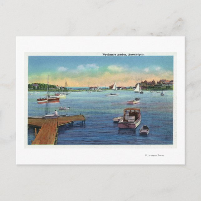 Postal Vista del puerto de Harwichport Wychmere (Anverso)