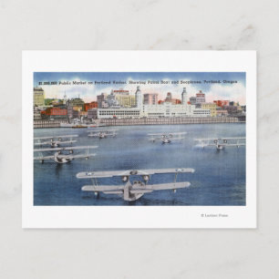 Postal Vista del puerto de Portland sobre el mercado públ