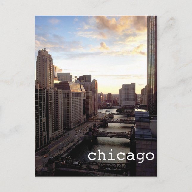Postal Vista del río Chicago desde Marina City (Anverso)