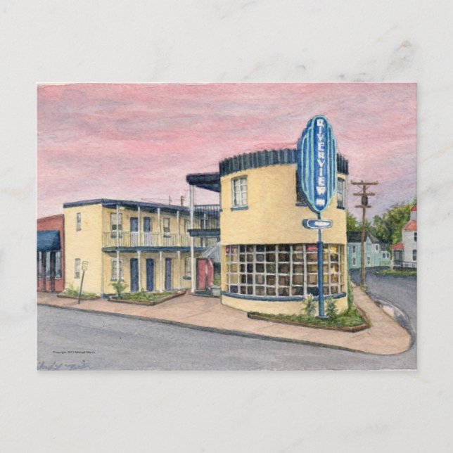 Postal Vista del río en la playa colonial (Anverso)