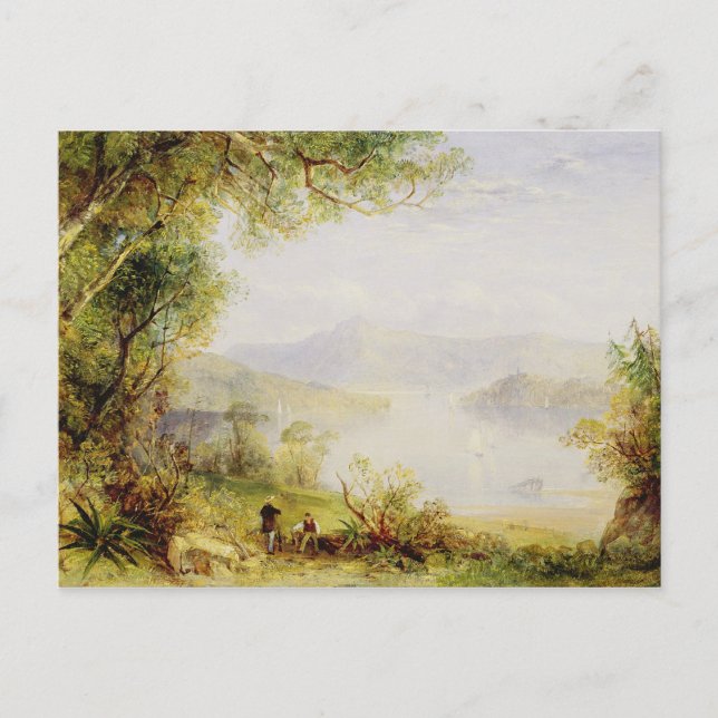 Postal Vista del río Hudson, c.1840-45 (petróleo en panel (Anverso)