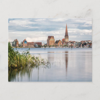 Postal Vista del río Warnow a Rostock