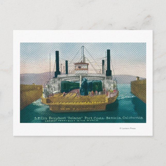 Postal Vista del SP Ferry Boat Solano en Dock (Anverso)