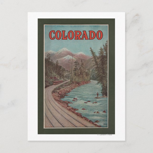 Postal Vista del tren junto al río - Afiche de viaje (Anverso)