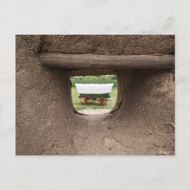 Postal Vista del vagón cubierto desde el antiguo fuerte d (Anverso)