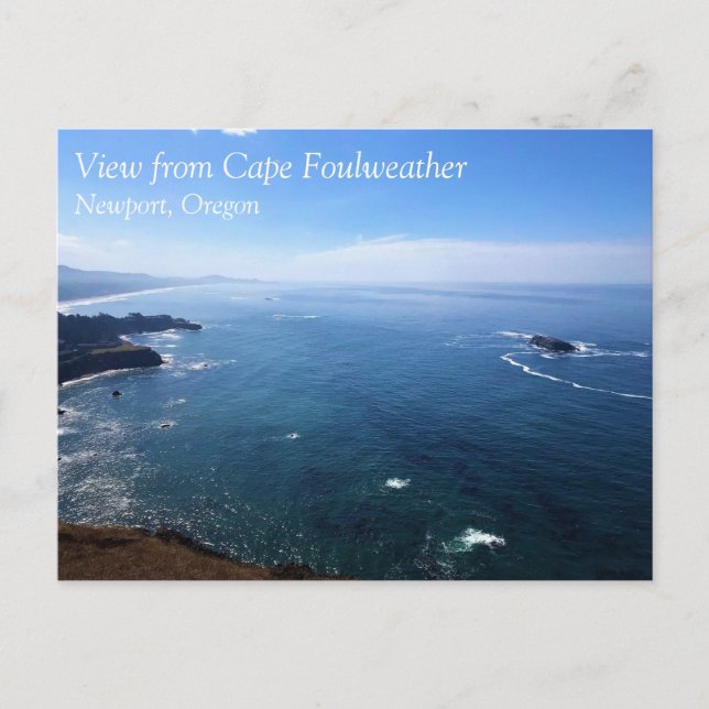 Postal Vista desde Cabo Foulweather, Newport, Oregón (Anverso)