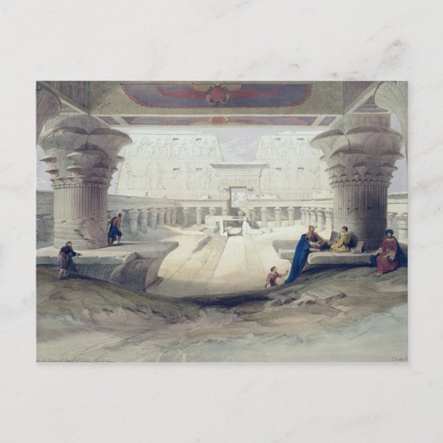 Postal Vista desde debajo del Portico del Templo de Edfou (Anverso)