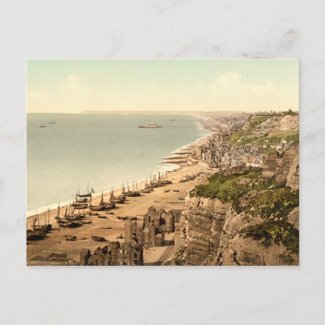 Postal Vista desde el acantilado este, Hastings, Sussex (Anverso)