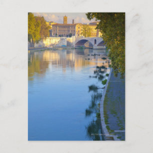 Postal Vista desde el puente Ponte Sisto del Tíber