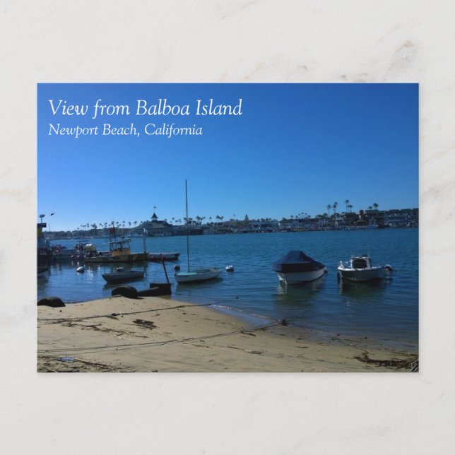Postal Vista desde la isla de Balboa, Newport Beach, Cali (Anverso)