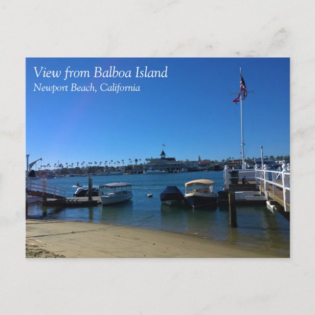 Postal Vista desde la isla de Balboa, Newport Beach, Cali (Anverso)