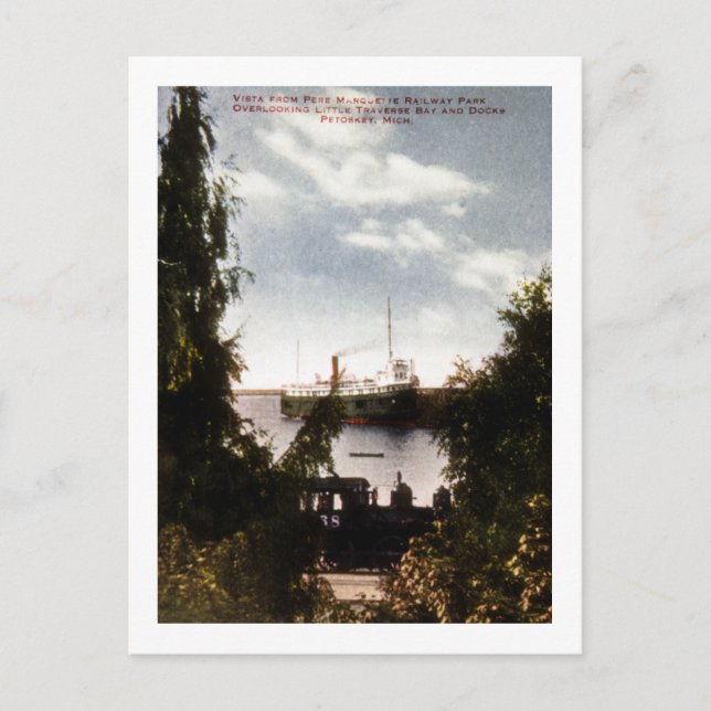 Postal Vista desde Pere Marquette Railpark, Petoskey MI (Anverso)