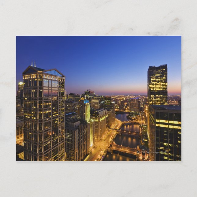 Postal Vista elevada, río Chicago (Anverso)