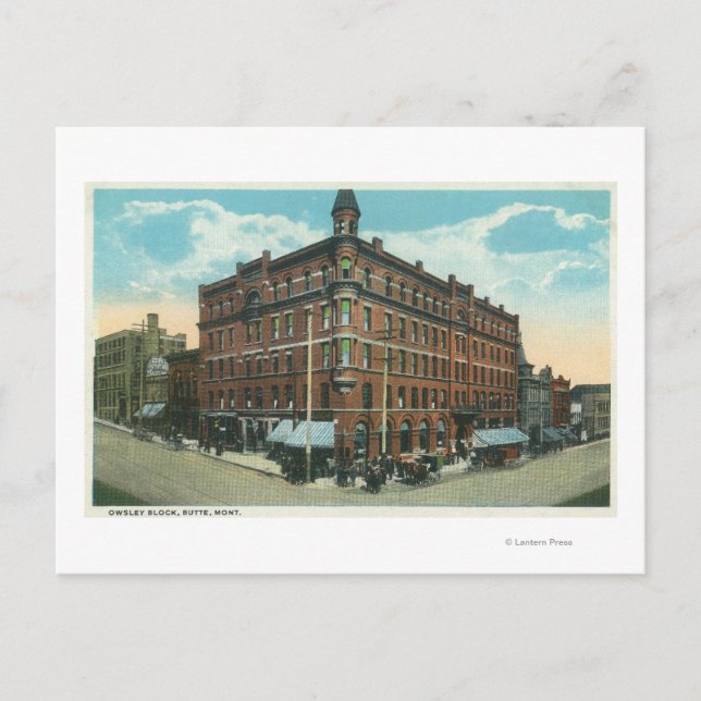 Postal Vista en bloque Owsley de TownButte, MT (Anverso)