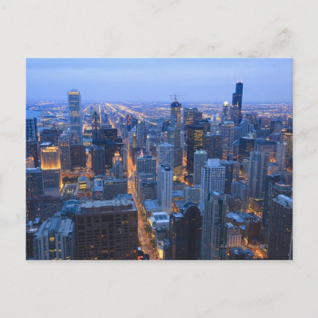 Postal Vista en gran angular de Chicago con vistas al sur (Anverso)