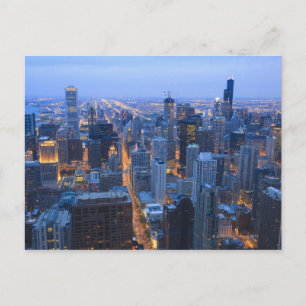 Postal Vista en gran angular de Chicago con vistas al sur