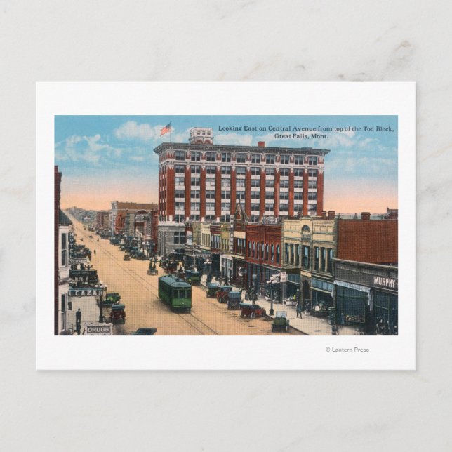 Postal Vista este de la Avenida CentralGrandes Cataratas, (Anverso)