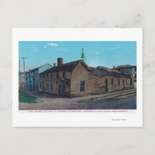 Postal Vista exterior de 1ª Wooden Bldg en CA