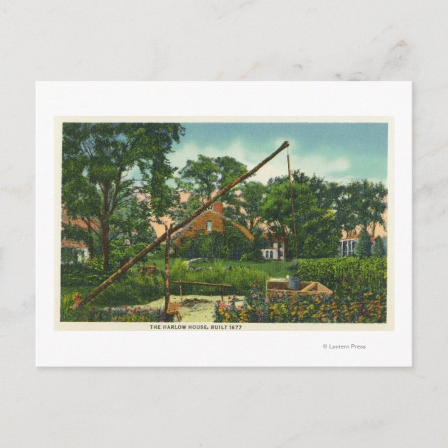 Postal Vista exterior de la antigua vivienda Harlow # 2 (Anverso)