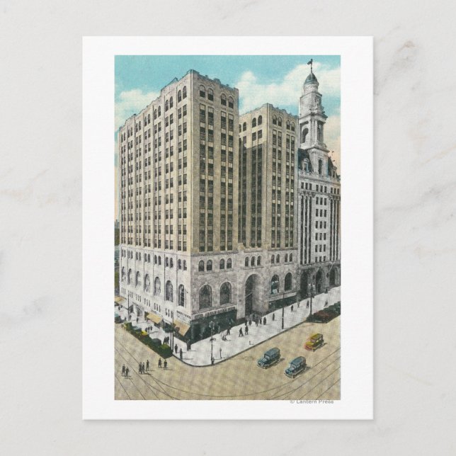 Postal Vista exterior de la Caja Nacional de Ahorros (Anverso)