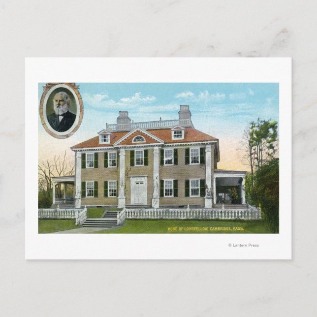 Postal Vista exterior de la casa de Longfellow # 2 (Anverso)