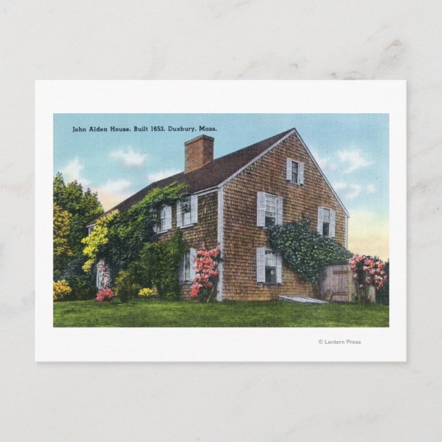 Postal Vista exterior de la casa John Alden (Anverso)