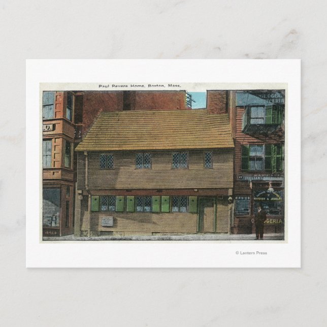 Postal Vista exterior de la casa Paul Revere # 3 (Anverso)