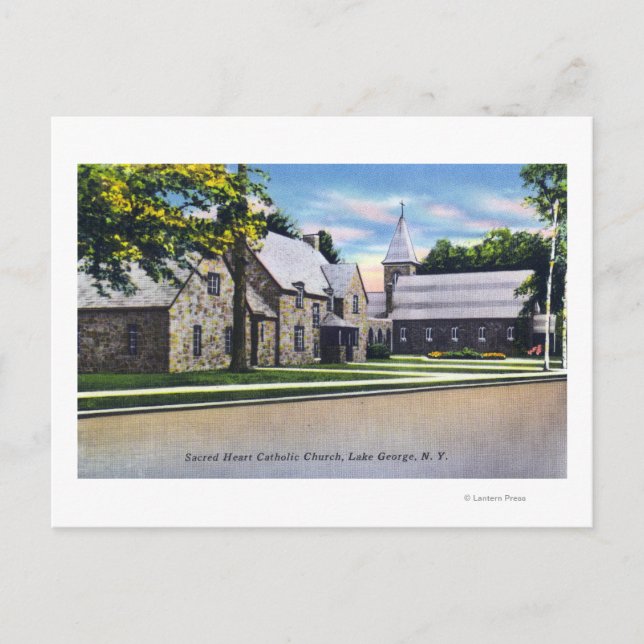 Postal Vista exterior de la Católica del Sagrado Corazón (Anverso)