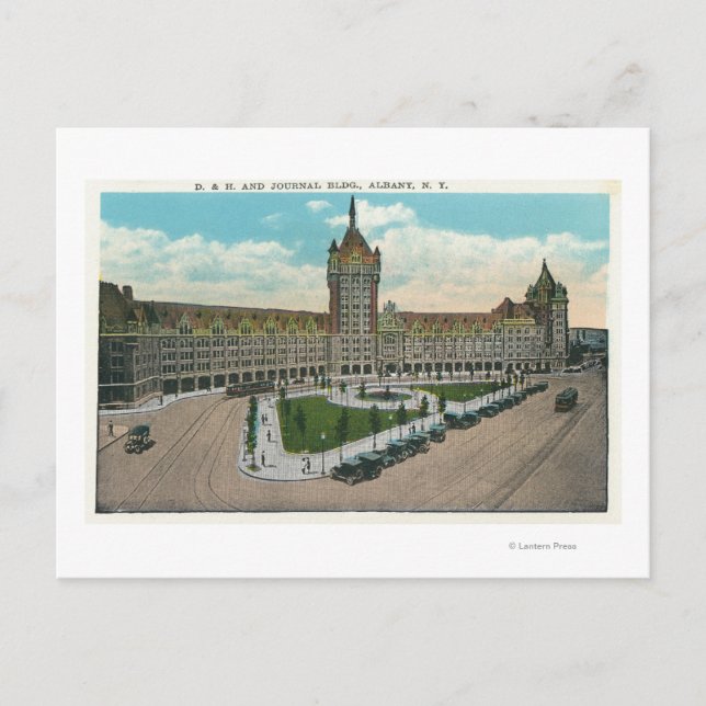 Postal Vista exterior de la D & H y el Diario (Anverso)