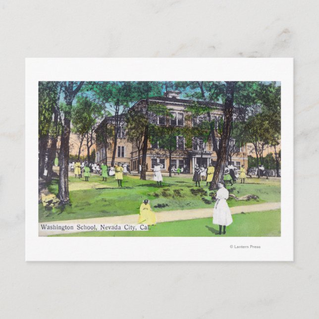 Postal Vista exterior de la escuela de Washington (Anverso)