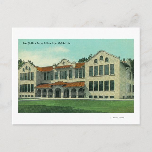 Postal Vista exterior de la escuela longfellow (Anverso)