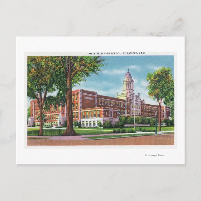 Postal Vista exterior de la escuela secundaria (Anverso)
