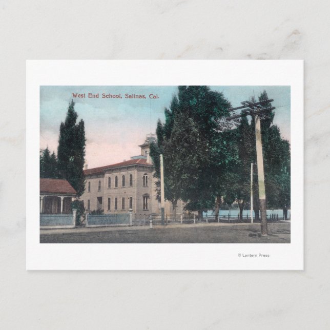 Postal Vista exterior de la escuela West End (Anverso)
