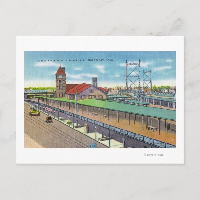 Postal Vista exterior de la estación de tren (Anverso)