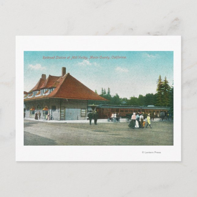 Postal Vista exterior de la estación de tren (Anverso)