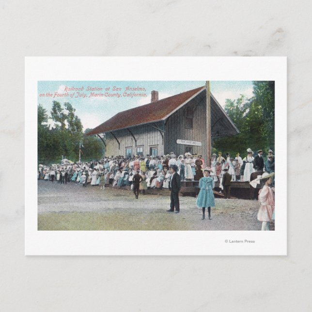 Postal Vista exterior de la estación de tren en el 4 de (Anverso)