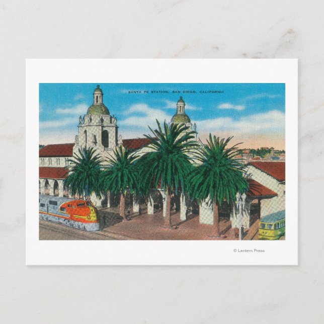 Postal Vista exterior de la estación Santa Fe (Anverso)