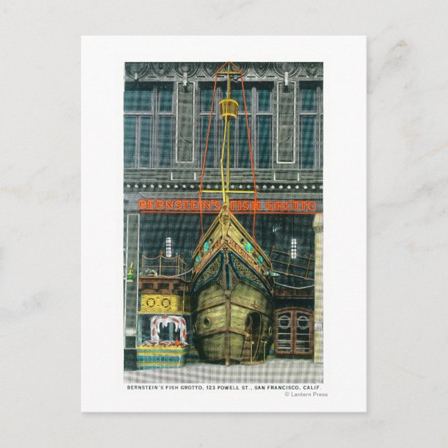 Postal Vista exterior de la gruta de pescado de Bernstein (Anverso)